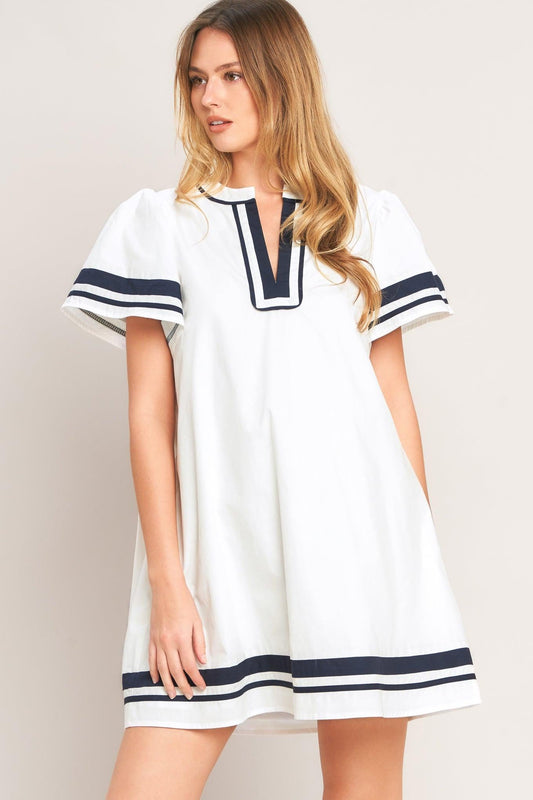 Weekend In The Hamptons Woven Mini Dress in white, view 3 — Soul Flow Apparel