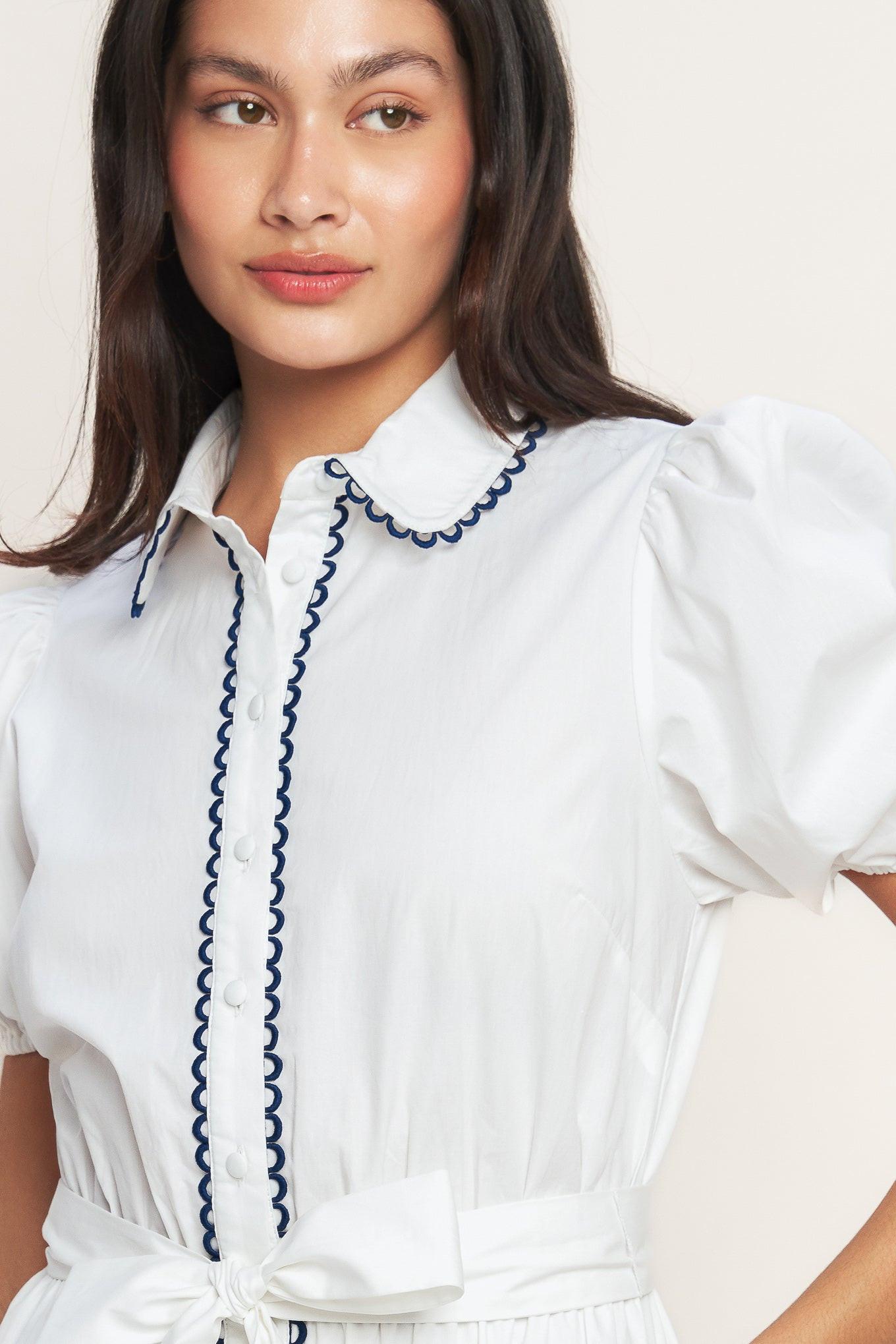 A Little Bit Lovely Woven Mini Dress in white, view 6 — Soul Flow Apparel