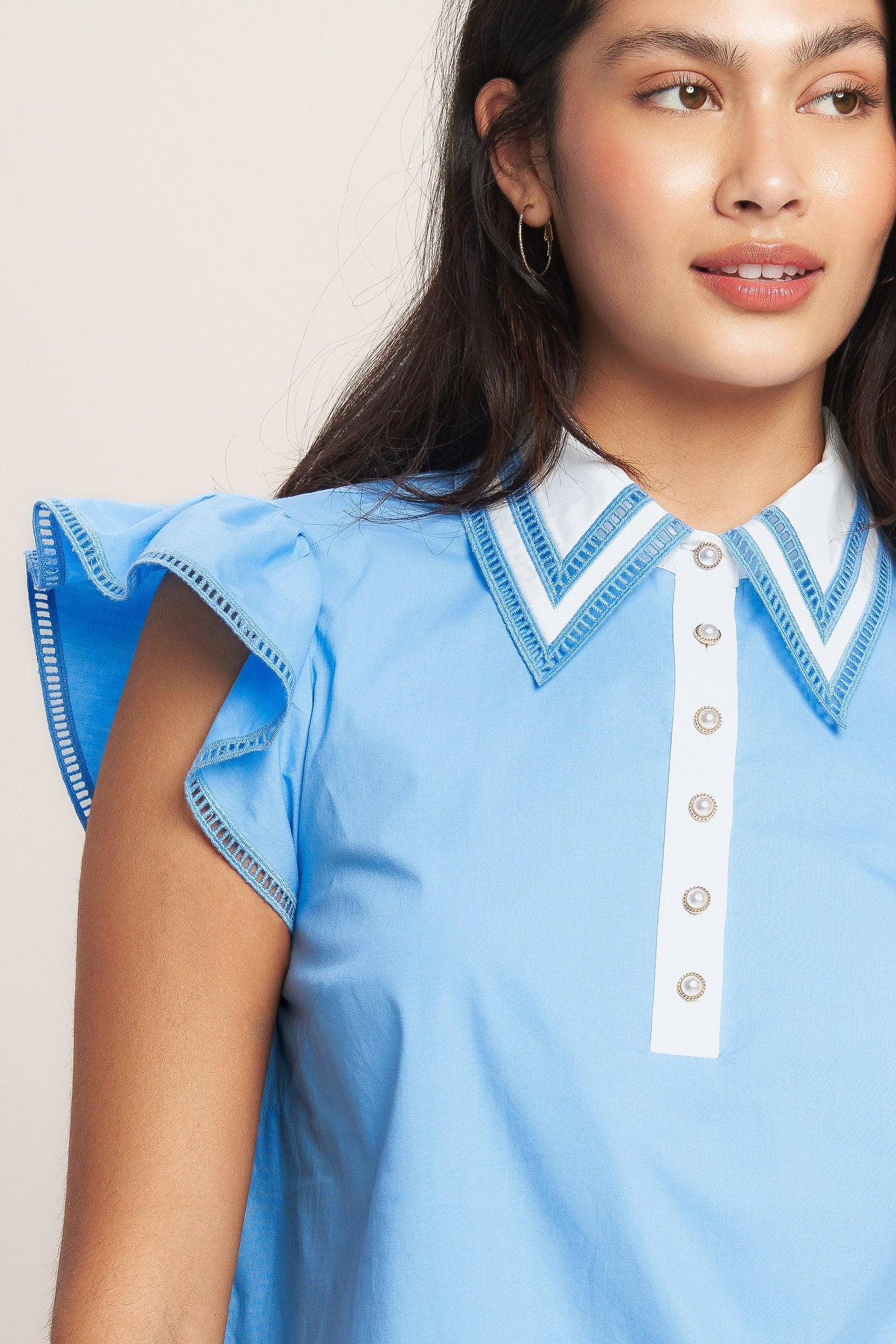 Sweet Days Woven Mini Dress in blue, view 6 — Soul Flow Apparel