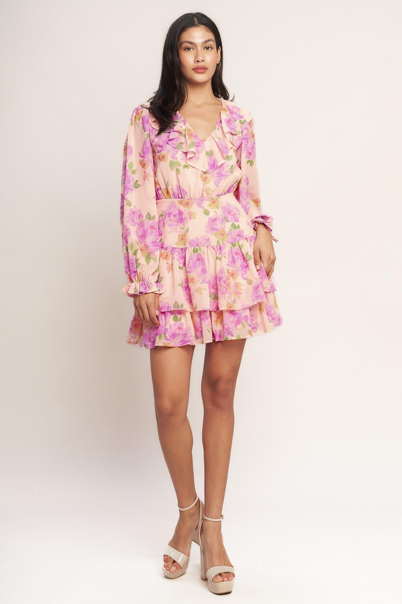 Sweet Serendipity Woven Mini Dress in peach, view 1 — Soul Flow Apparel