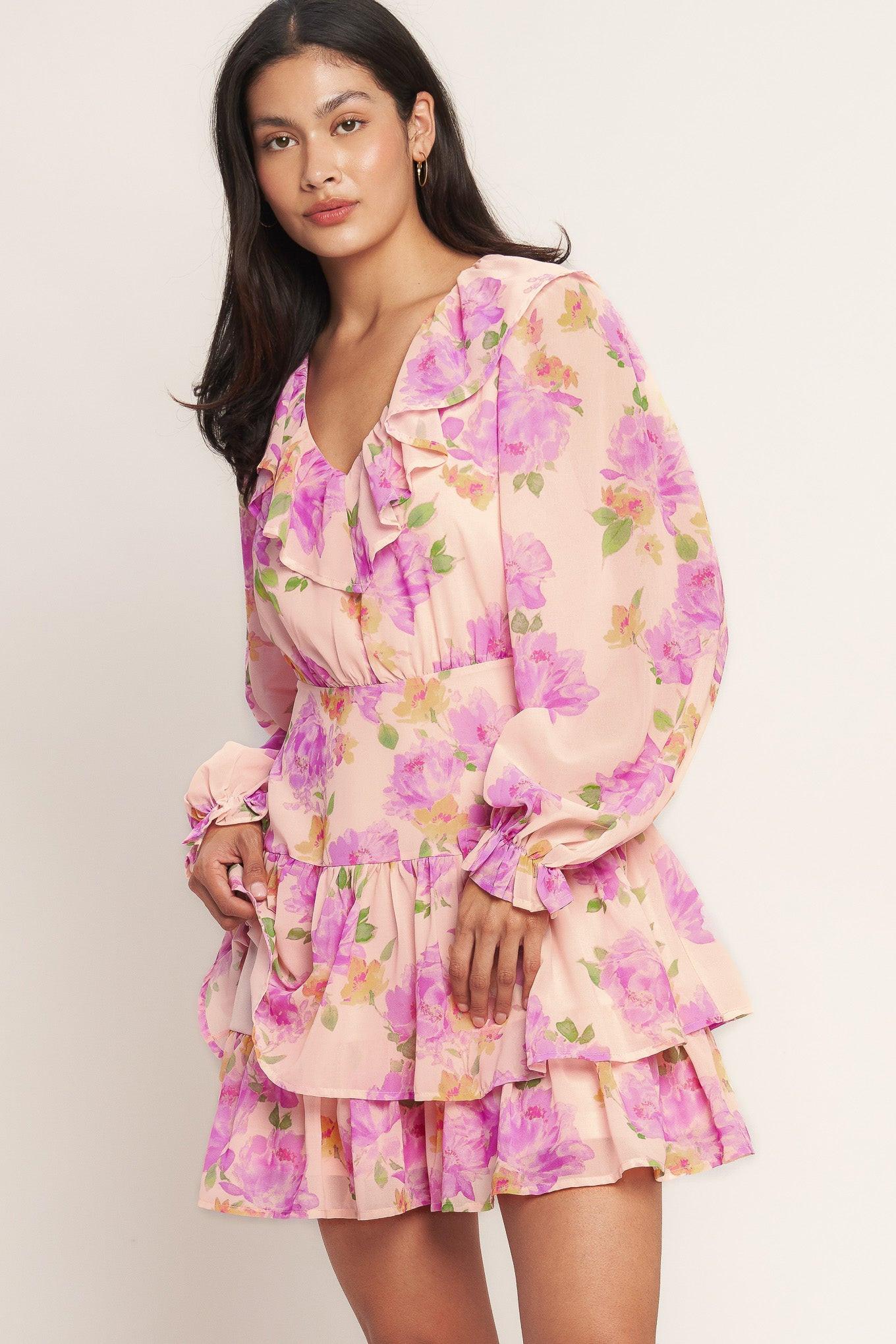 Sweet Serendipity Woven Mini Dress in peach, view 2 — Soul Flow Apparel