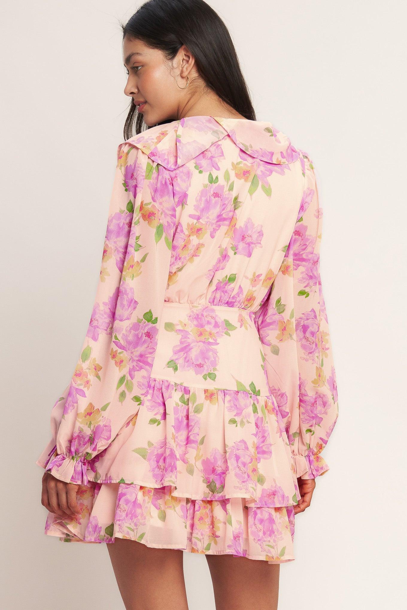Sweet Serendipity Woven Mini Dress in peach, view 4 — Soul Flow Apparel