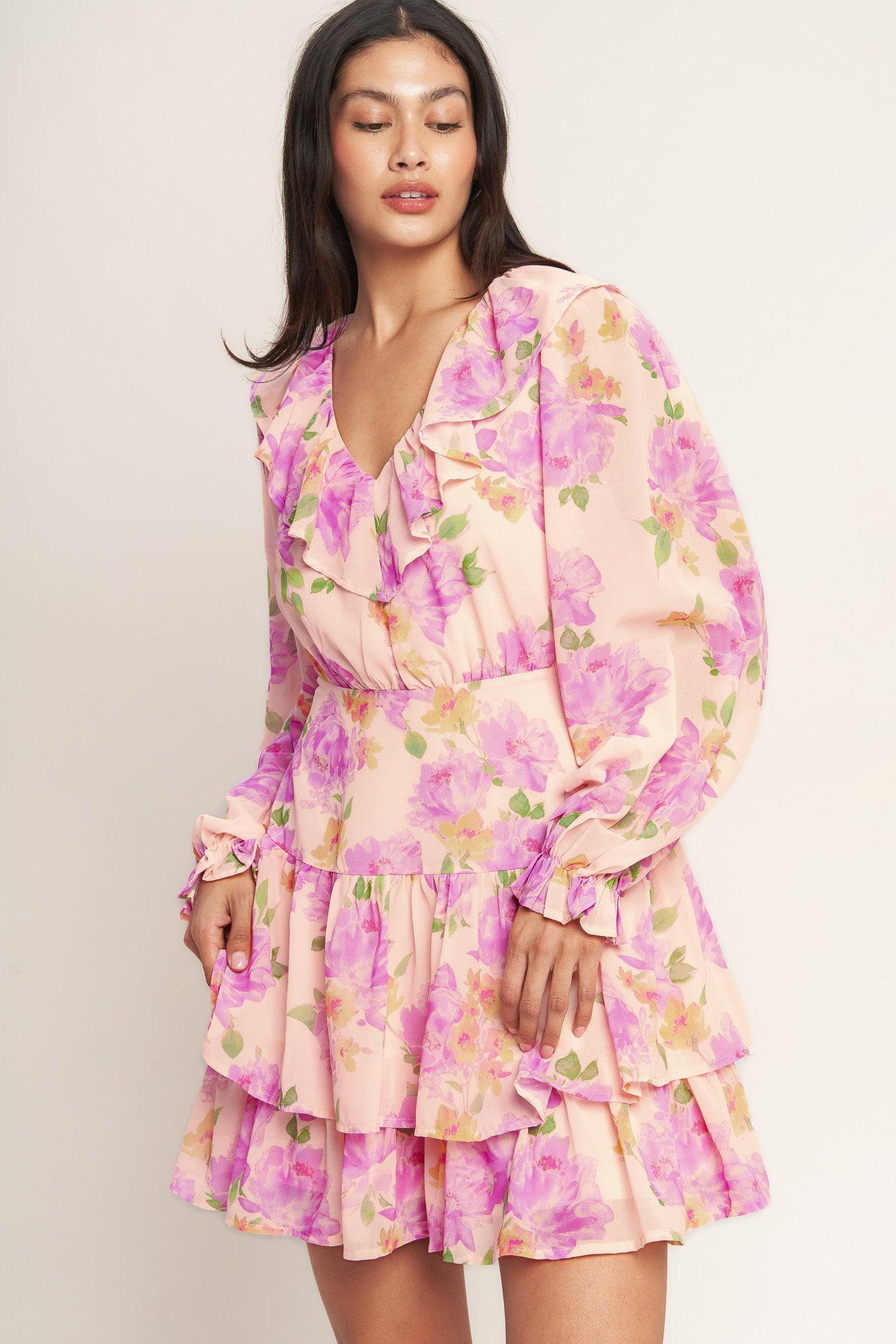 Sweet Serendipity Woven Mini Dress in peach, view 5 — Soul Flow Apparel