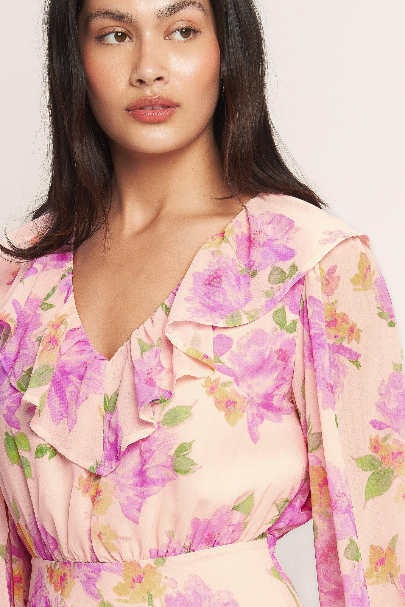 Sweet Serendipity Woven Mini Dress in peach, view 6 — Soul Flow Apparel