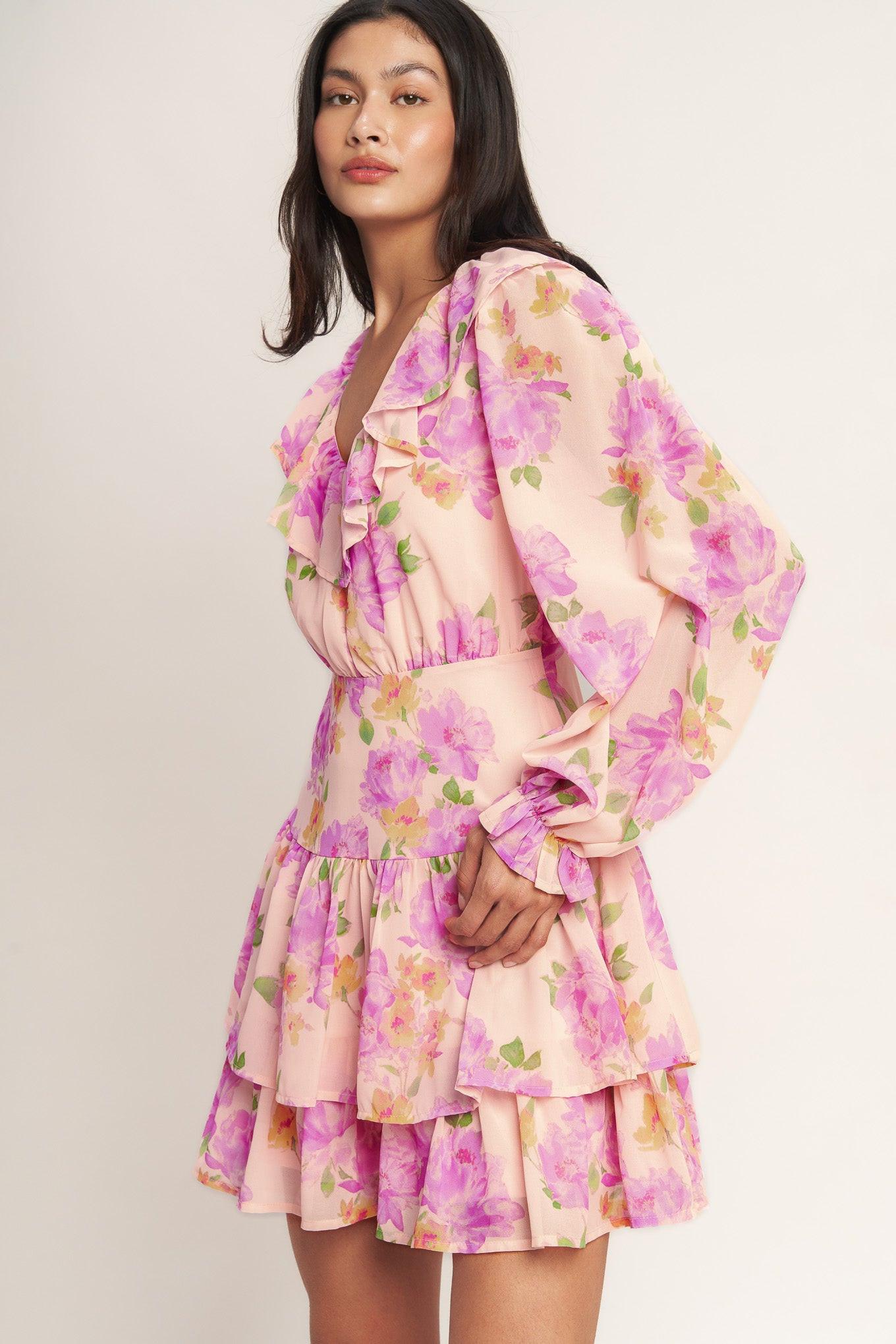 Sweet Serendipity Woven Mini Dress in peach, view 7 — Soul Flow Apparel