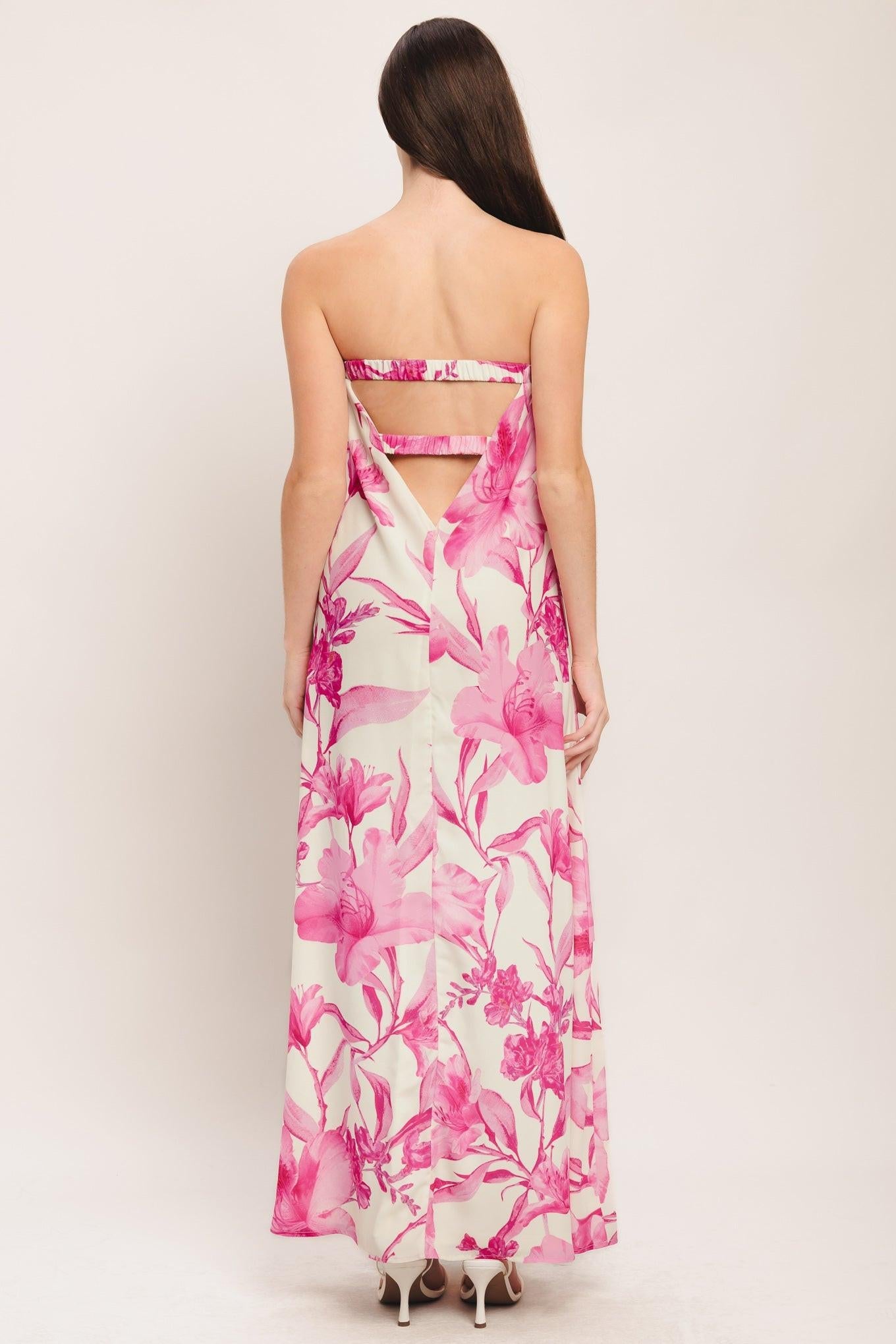 Soft Rose Escape Woven Ankle Dress in ivory pink, view 6 — Soul Flow Apparel