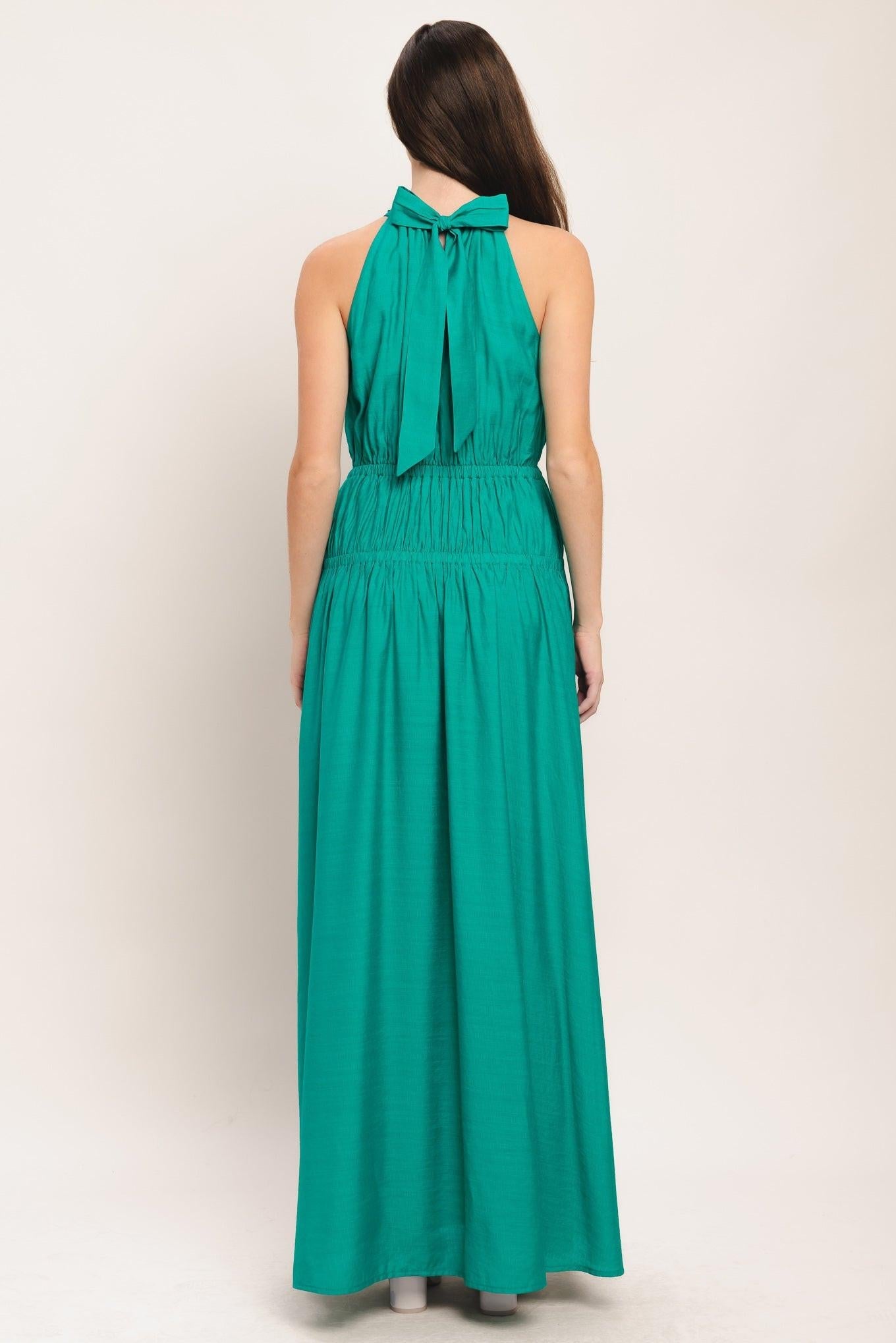 River Walk Woven Maxi Dress in teal, view 6 — Soul Flow Apparel
