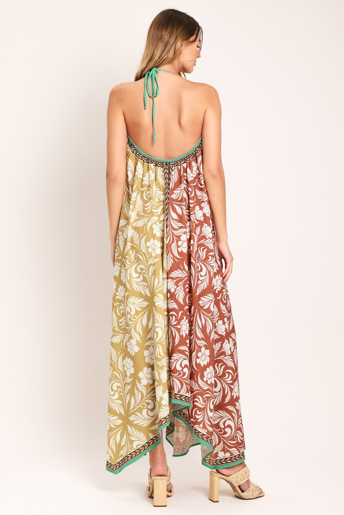 Warm Paradise Woven Midi Scarf Dress in taupe mauve, view 5 — Soul Flow Apparel