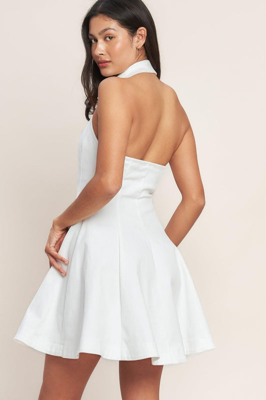 Always Adorable Woven Mini Dress in white, view 4 — Soul Flow Apparel