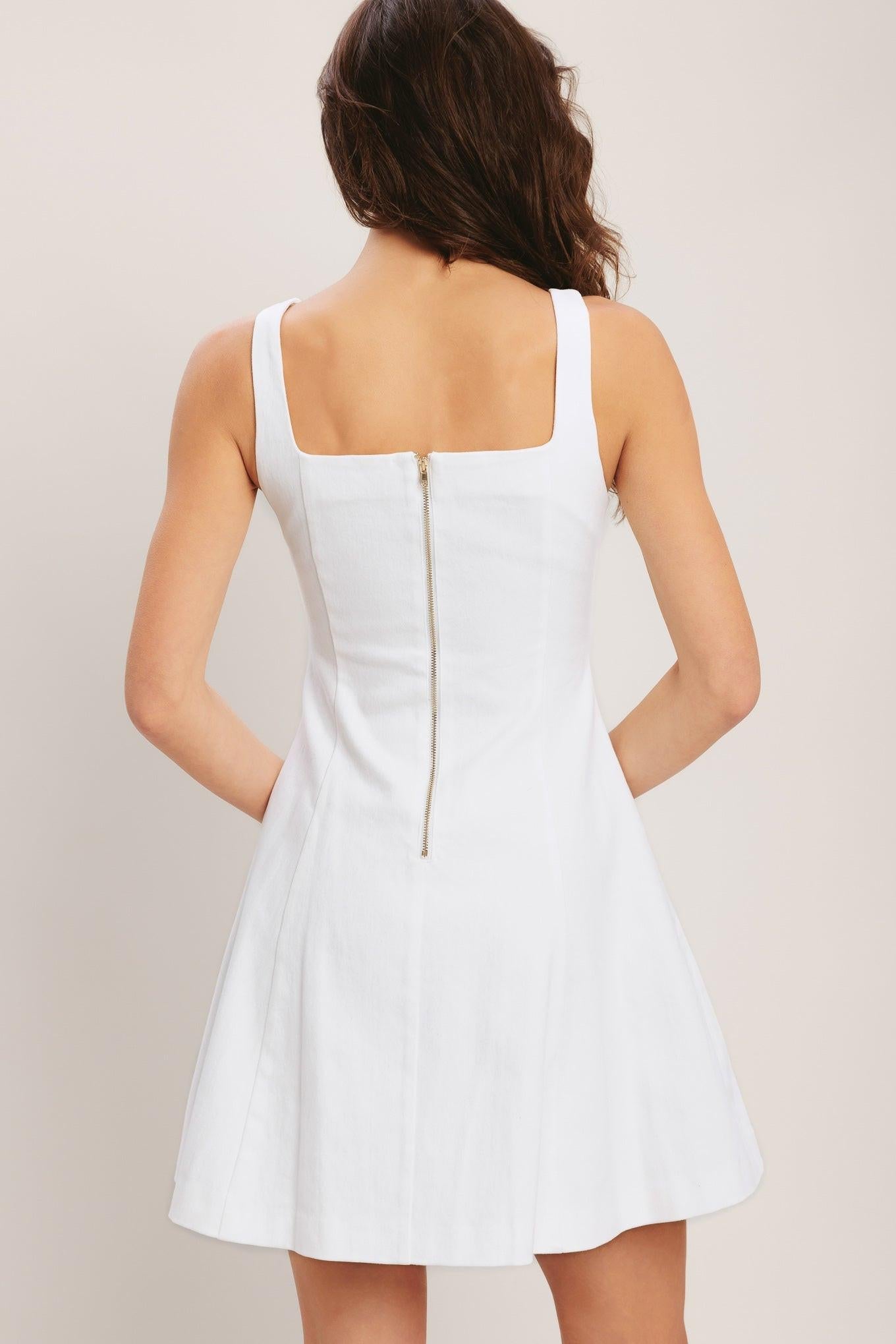 Coastal Chic Woven Mini Dress in white denim, view 6 — Soul Flow Apparel