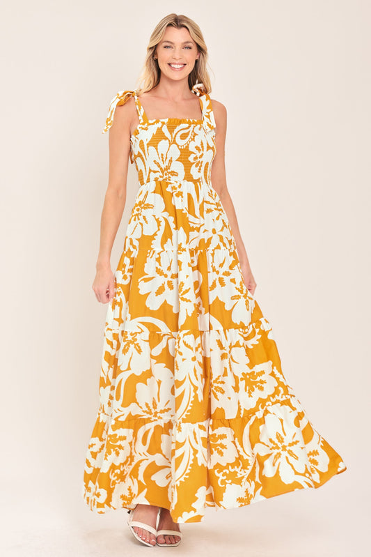 Tropically Yours Woven Maxi Dress in yellow, view 1 — Soul Flow Apparel