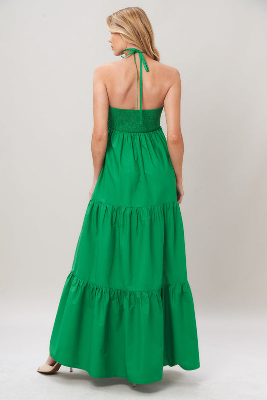 Tropic Statement Woven Maxi Dress in green, view 4 — Soul Flow Apparel