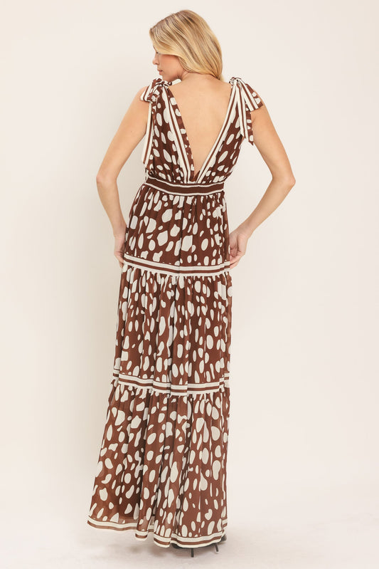 Spiced Terrain Woven Maxi Dress in brown, view 6 — Soul Flow Apparel