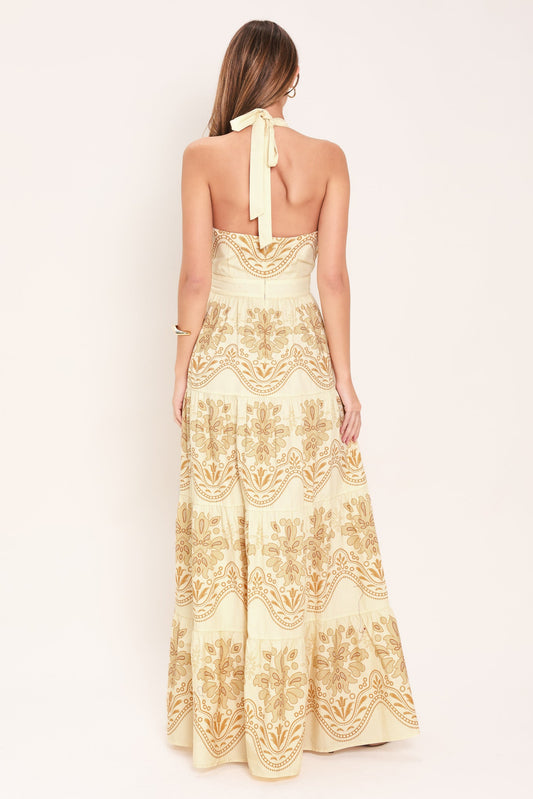 Sicilian Summer Woven Maxi Dress in neutral, view 6 — Soul Flow Apparel