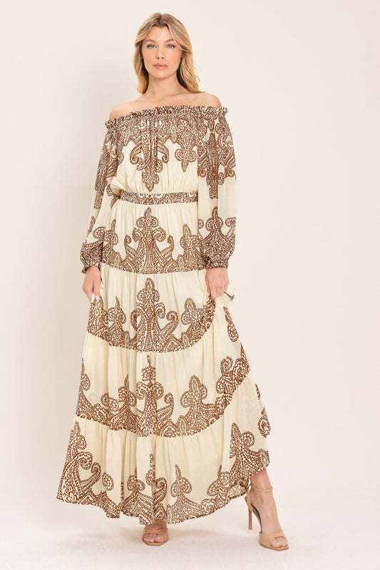 Bella Terra Woven Maxi Dress in ivory, view 1 — Soul Flow Apparel