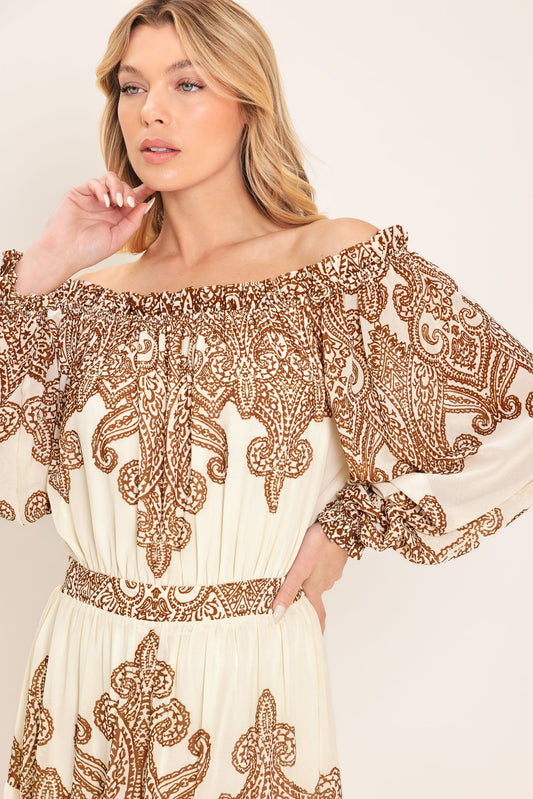 Bella Terra Woven Maxi Dress in ivory, view 5 — Soul Flow Apparel