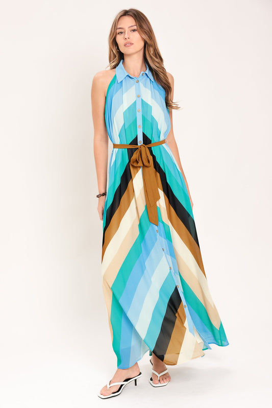 Coastal Escape Woven Maxi Dress in mint blue, view 1 — Soul Flow Apparel