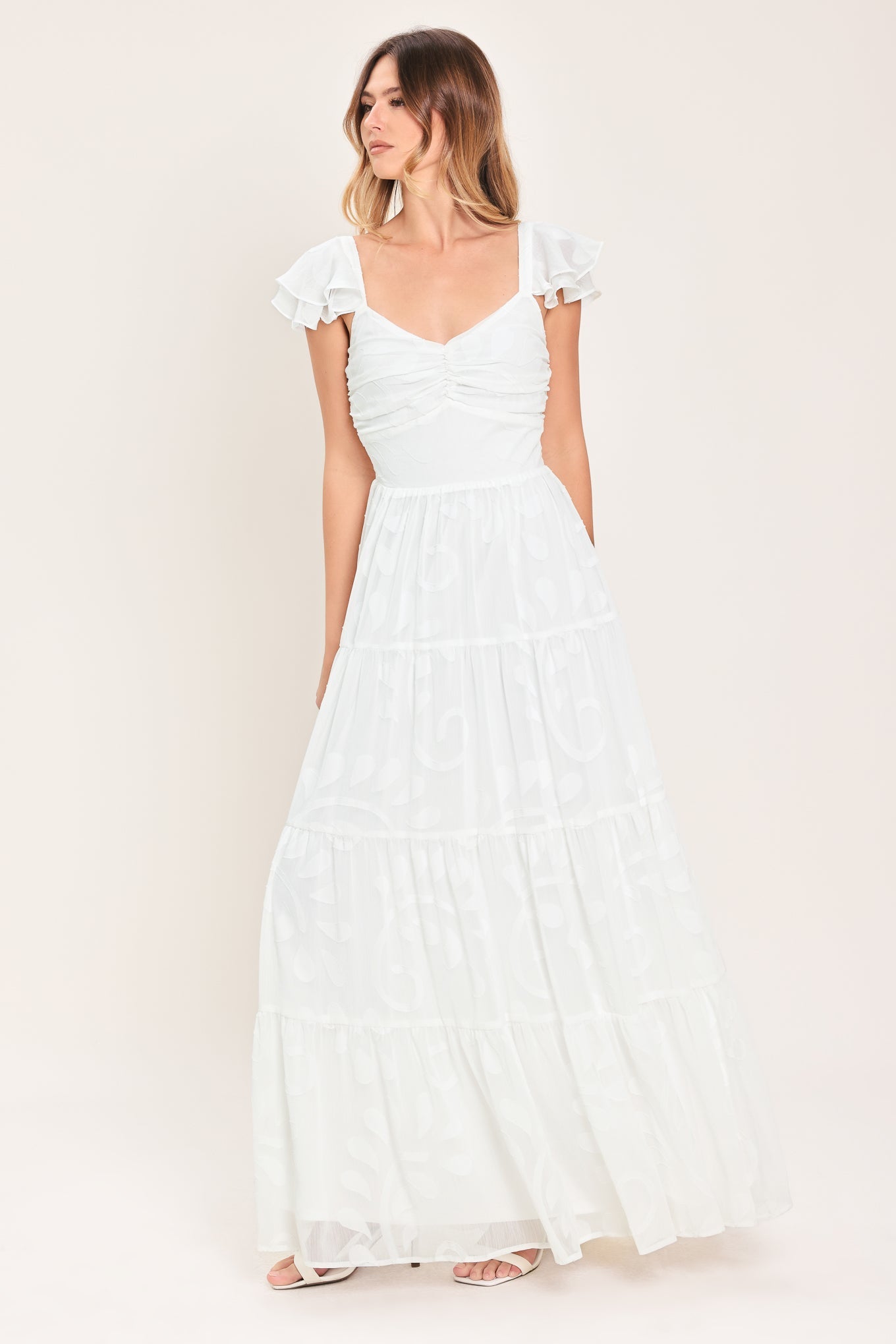 Angelic Garden Woven Maxi Dress in ivory, view 5 — Soul Flow Apparel