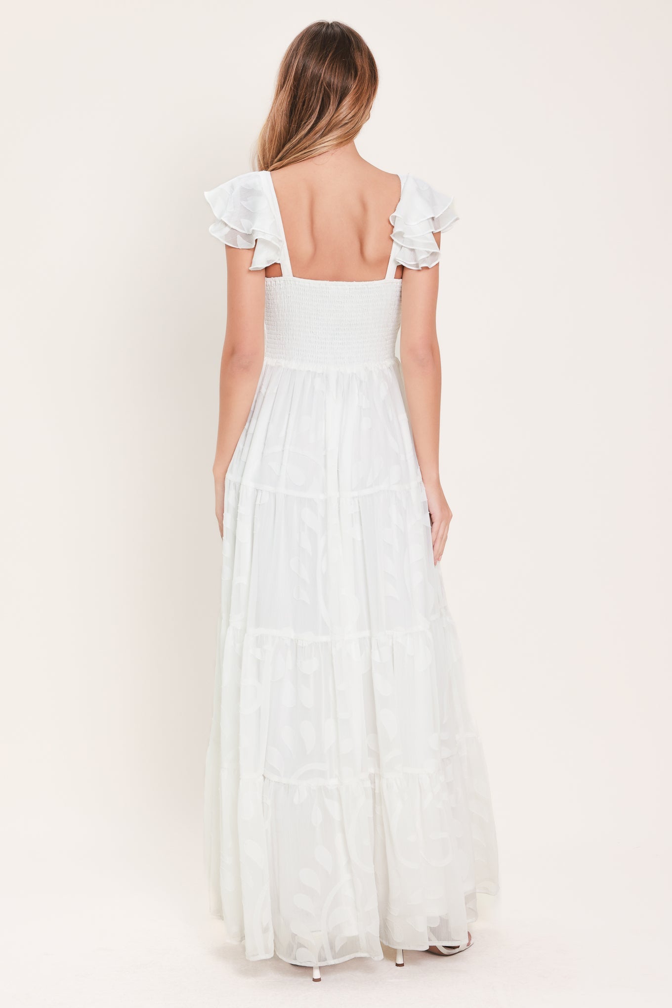 Angelic Garden Woven Maxi Dress in ivory, view 6 — Soul Flow Apparel