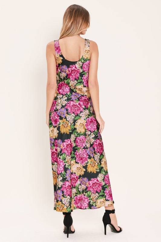 Midnight Garden Woven Midi Dress in floral multi, view 6 — Soul Flow Apparel