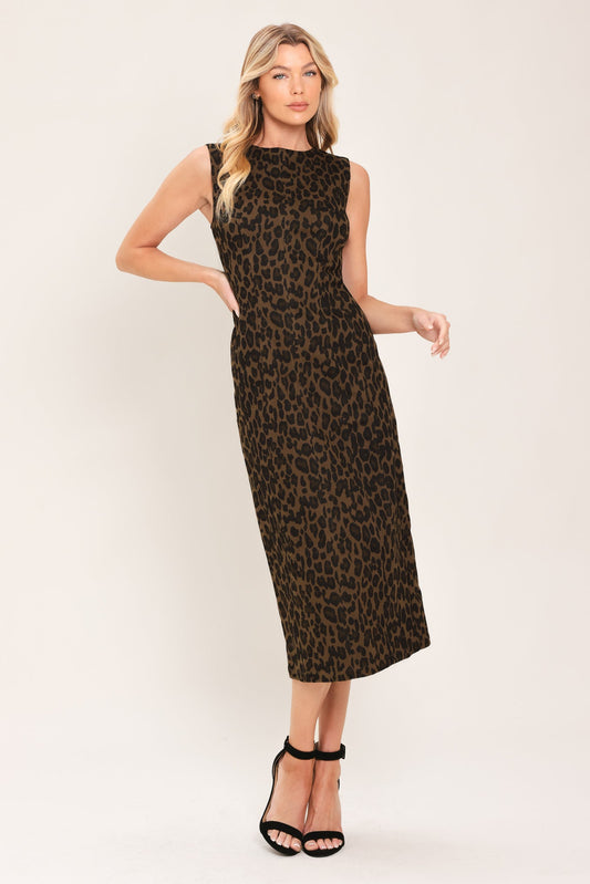 LEOPARD ICON TWILL MIDI DRESS