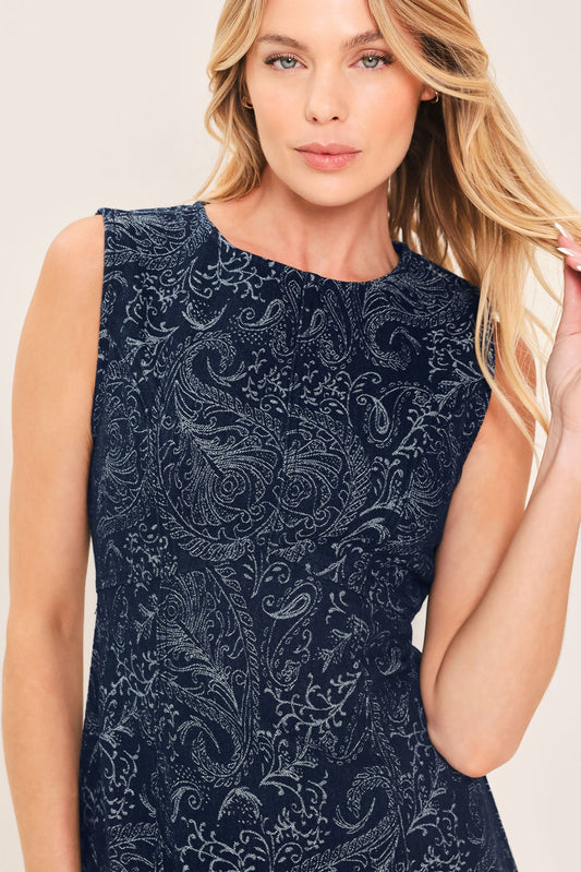 Starlight Charm Woven Mini Dress in dark indigo, view 4 — Soul Flow Apparel