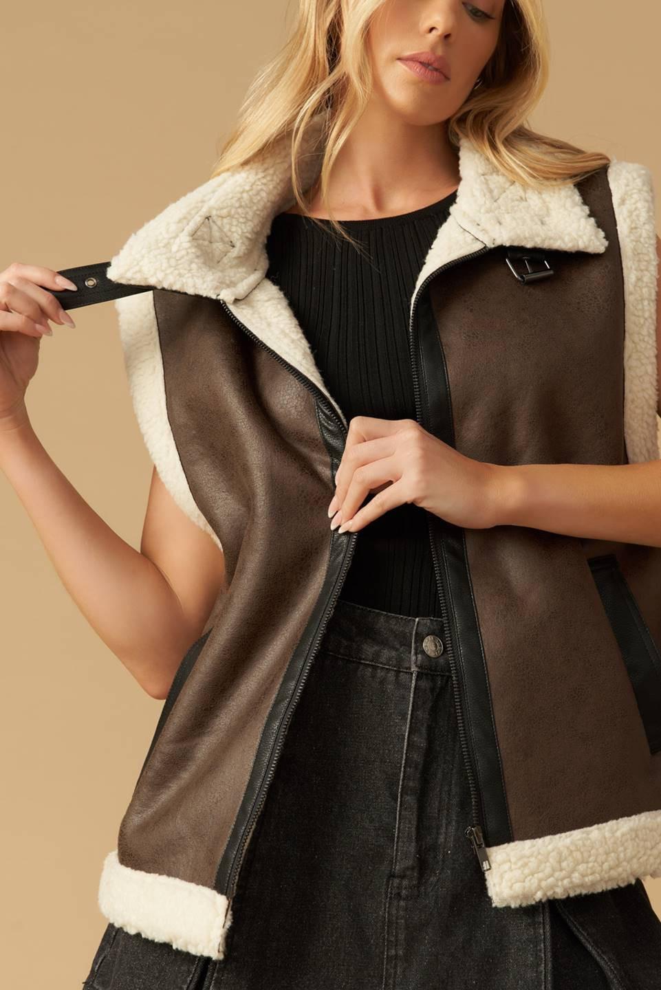 In Another Life Leather Vest in brown, view 5 — Soul Flow Apparel
