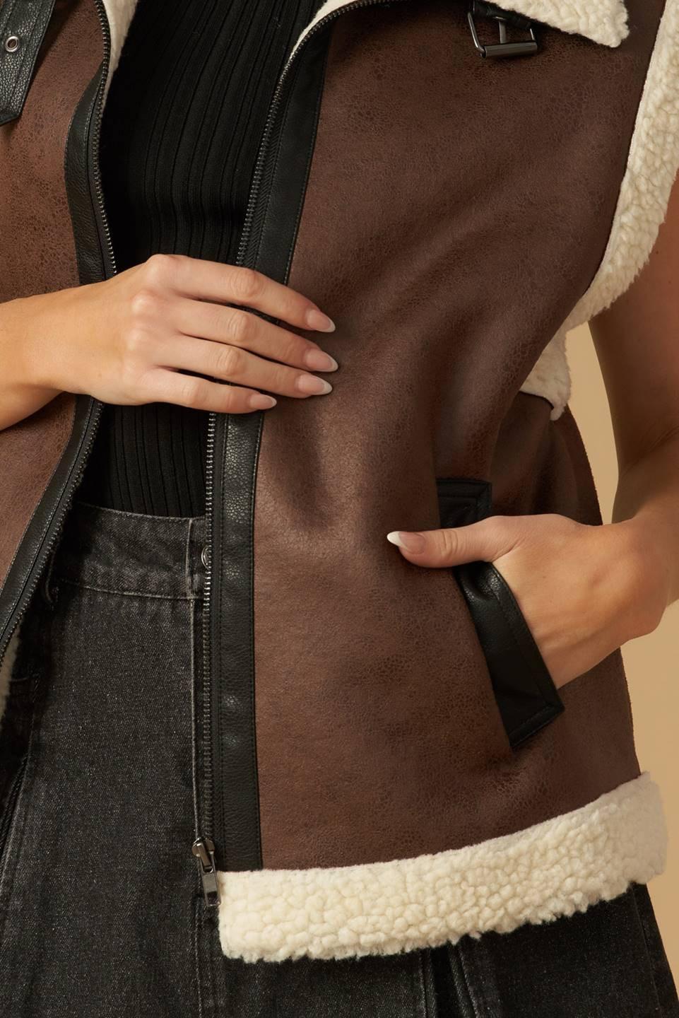 In Another Life Leather Vest in brown, view 6 — Soul Flow Apparel