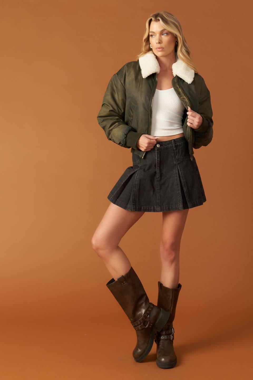 In a Trance Woven Bomber Jacket in olive, view 1 — Soul Flow Apparel
