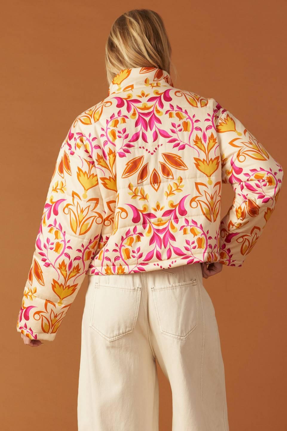 New Moon Rising Puff Jacket in ivory, view 4 — Soul Flow Apparel