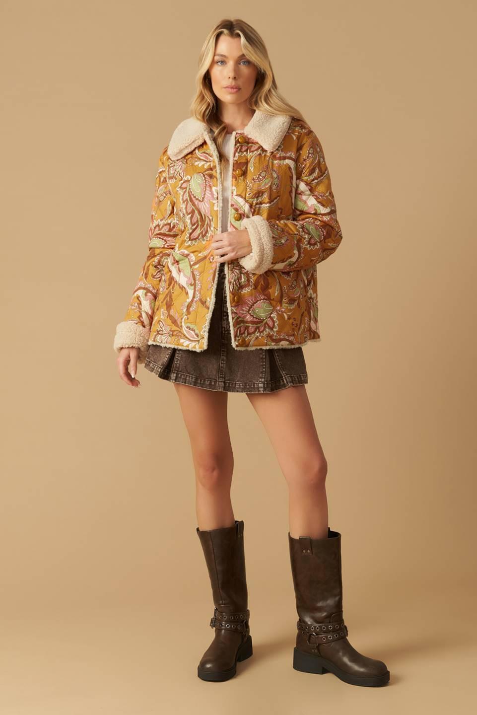 Stay the Same Quilt Jacket in camel, view 1 — Soul Flow Apparel
