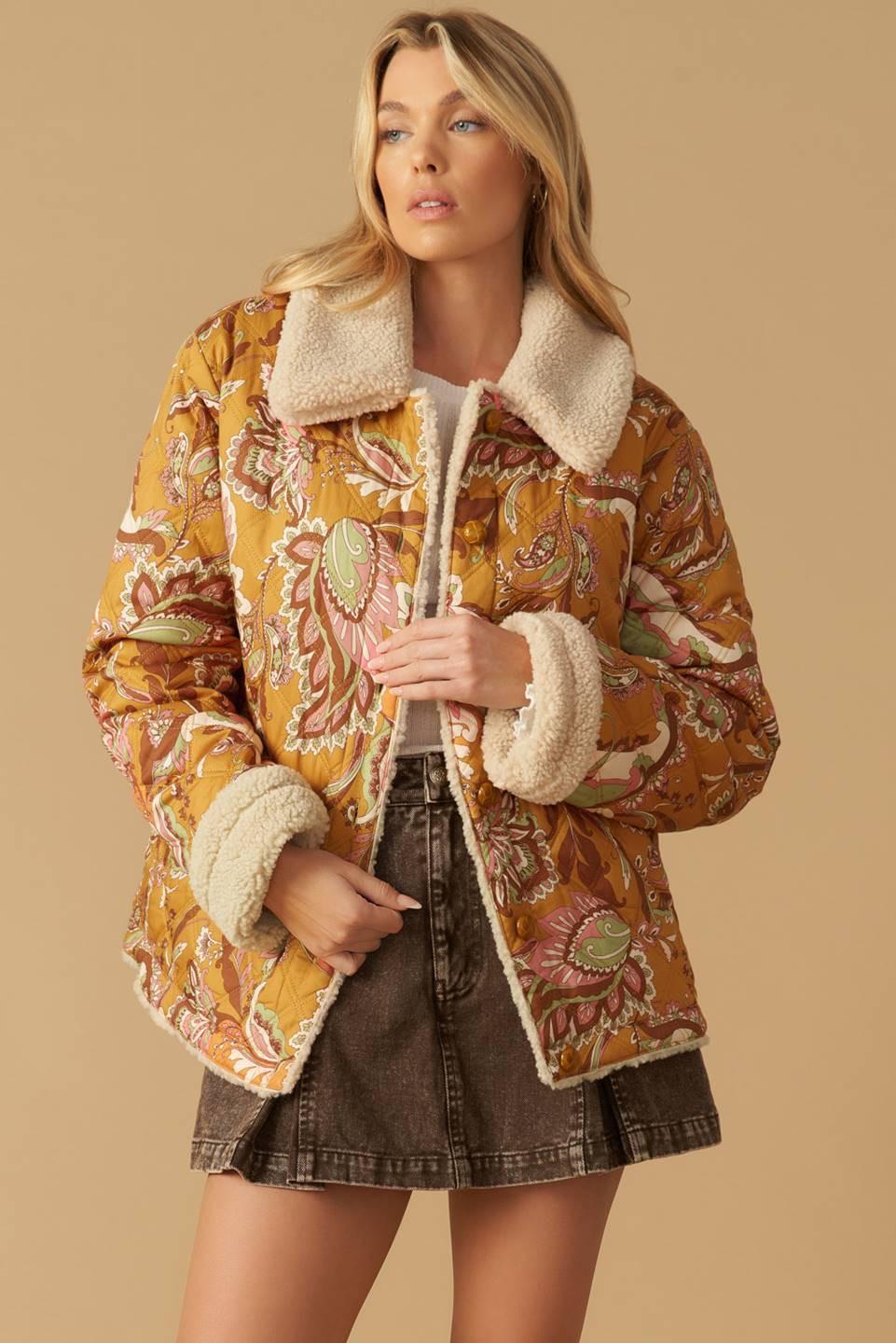 Stay the Same Quilt Jacket in camel, view 5 — Soul Flow Apparel