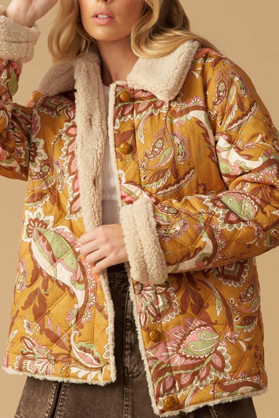 Stay the Same Quilt Jacket in camel, view 7 — Soul Flow Apparel