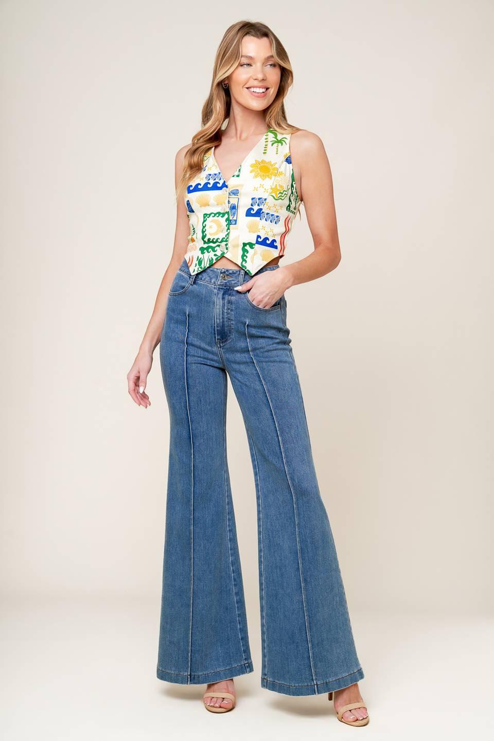 Bon Voyage Woven Vest in white blue, view 1 — Soul Flow Apparel
