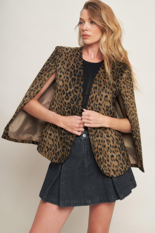 Savage Sophistique Woven Capelet in brown, view 3 — Soul Flow Apparel
