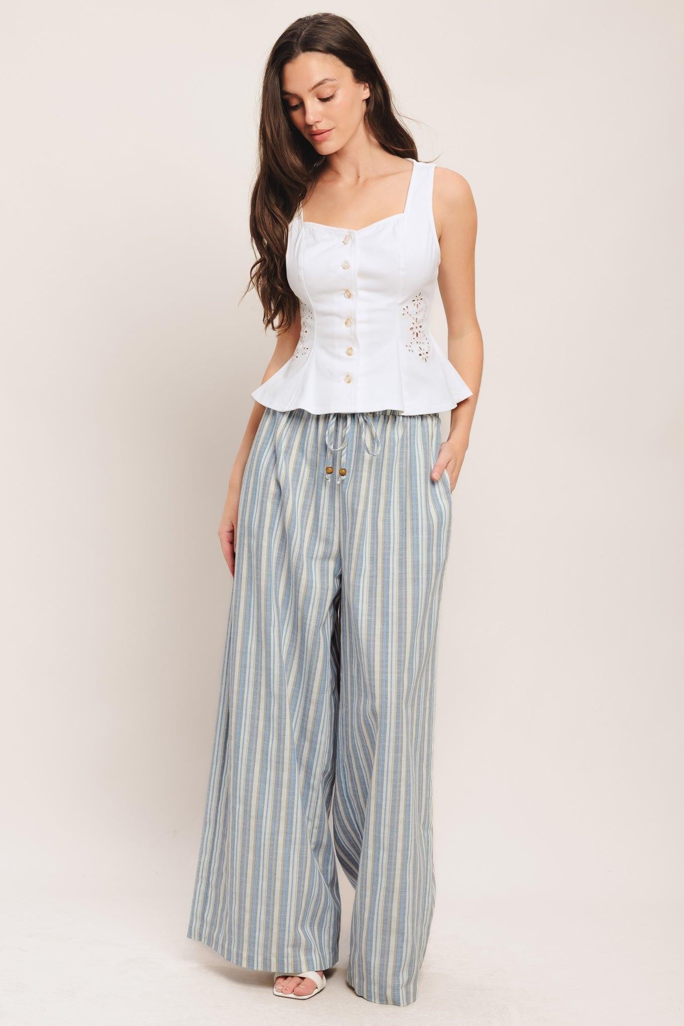 Soft Harvest Top in white denim, view 3 — Soul Flow Apparel