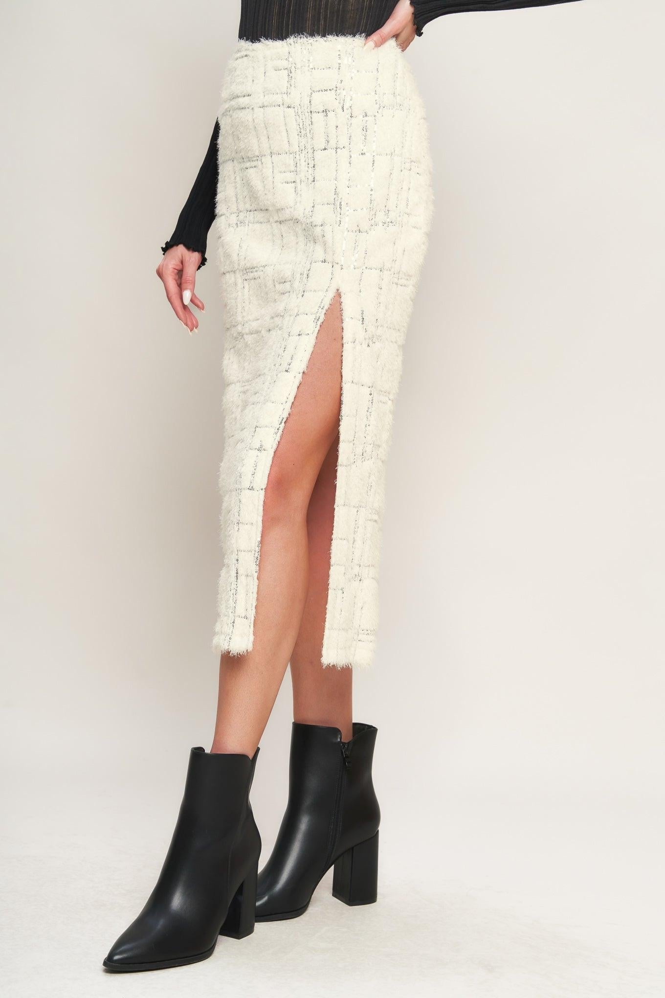 Made You My World Woven Midi Skirt in ivory, view 2 — Soul Flow Apparel
