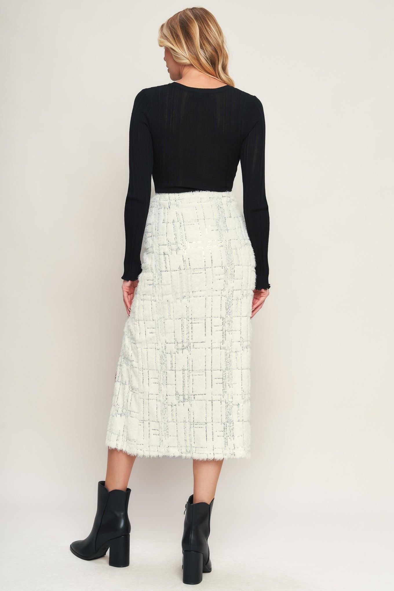 Made You My World Woven Midi Skirt in ivory, view 5 — Soul Flow Apparel