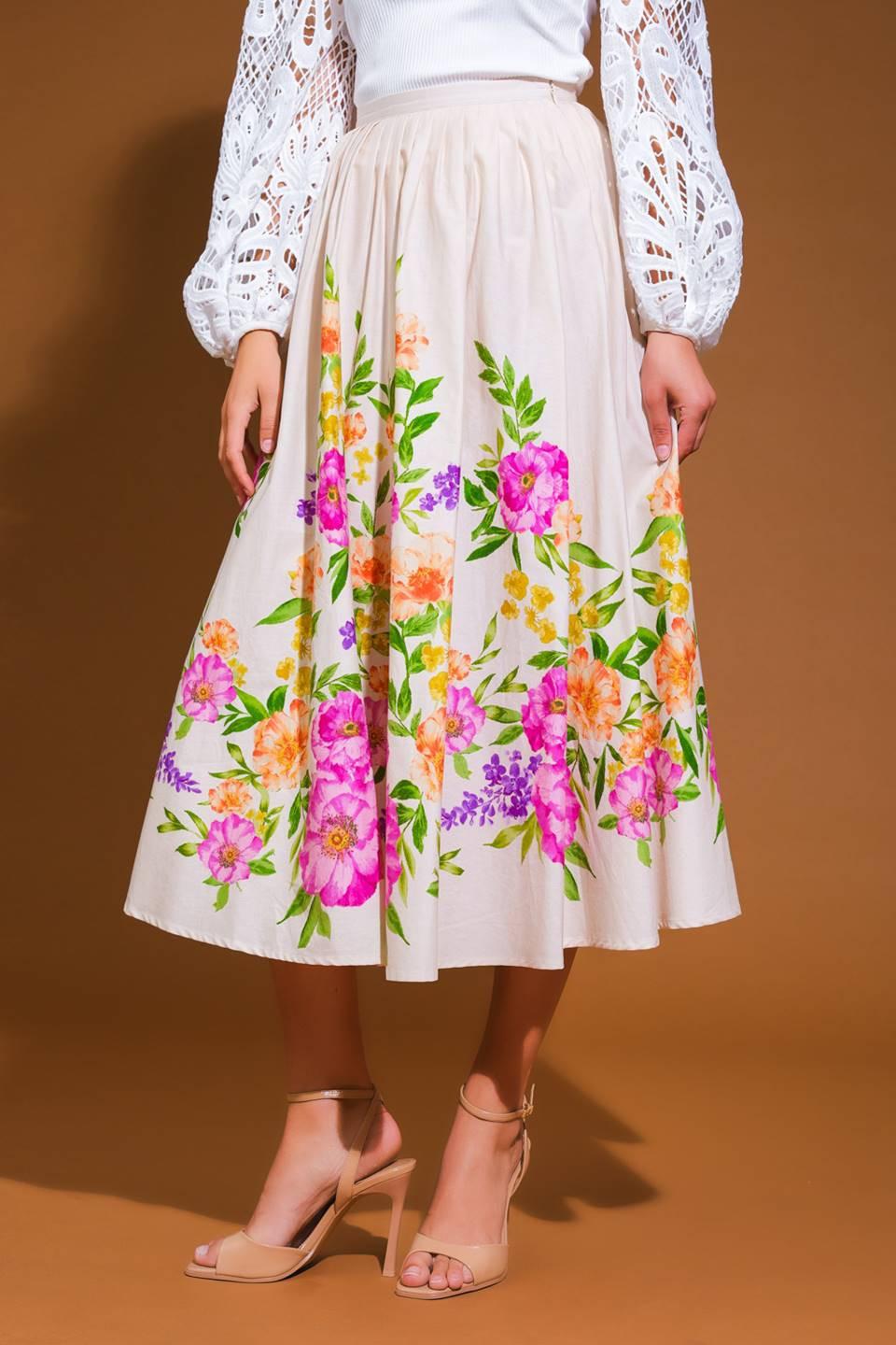 Sagamore Creek Land Woven Midi Skirt in ivory, view 4 — Soul Flow Apparel