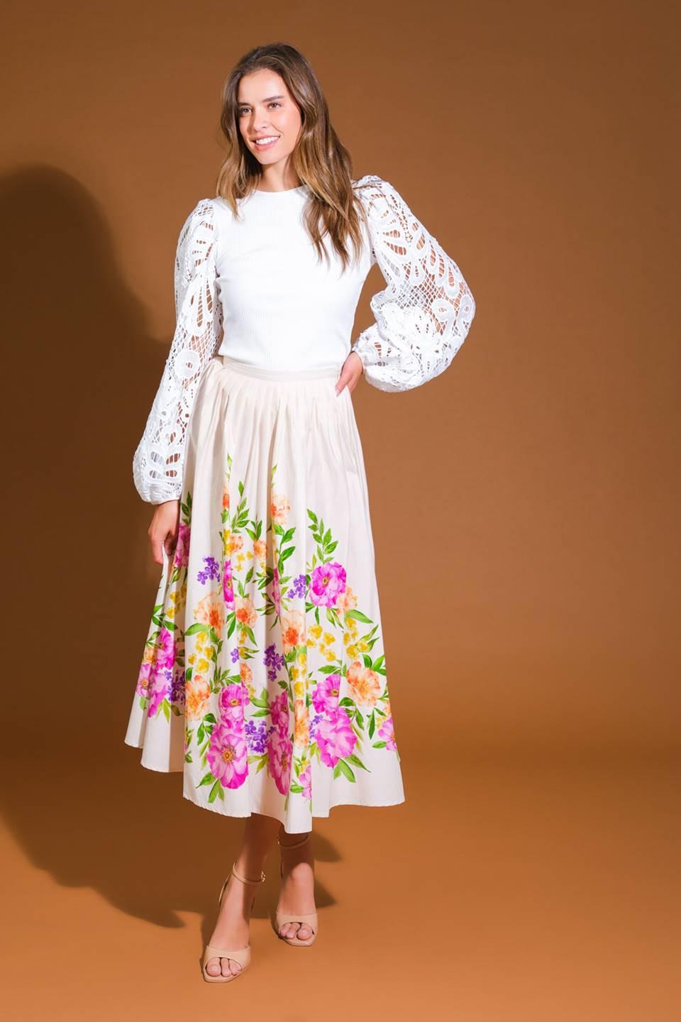 Sagamore Creek Land Woven Midi Skirt in ivory, view 5 — Soul Flow Apparel