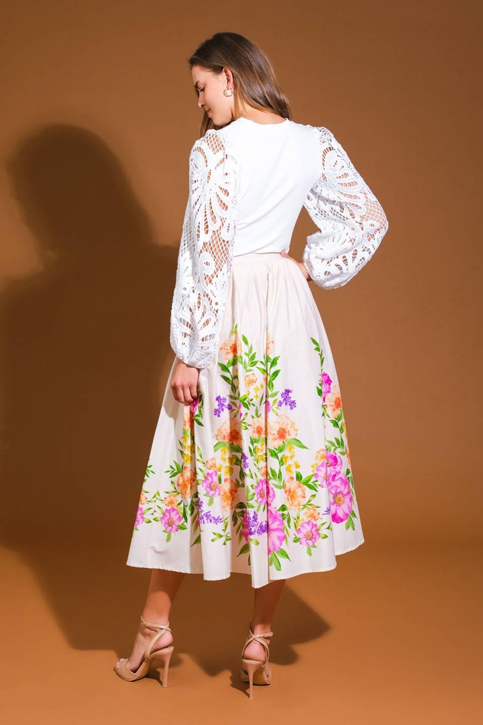 Sagamore Creek Land Woven Midi Skirt in ivory, view 6 — Soul Flow Apparel