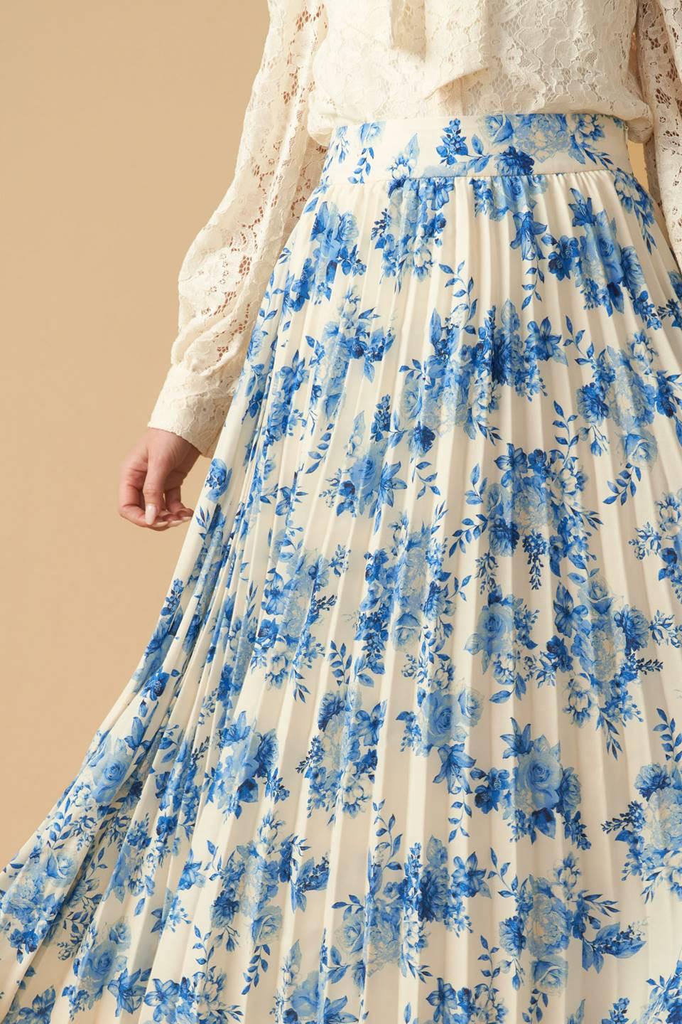 Stars in My Heart Woven Midi Skirt in ivory blue, view 6 — Soul Flow Apparel