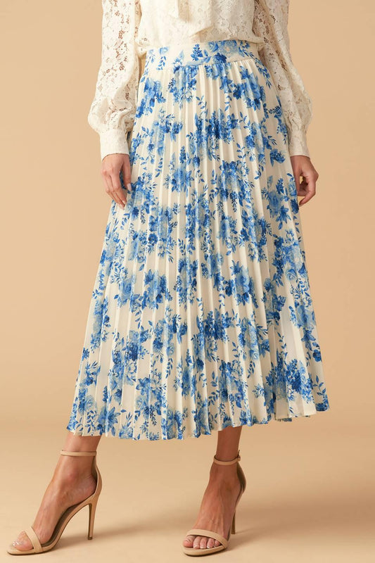 Stars in My Heart Woven Midi Skirt in ivory blue, view 7 — Soul Flow Apparel