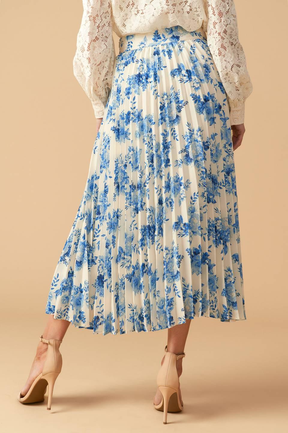 Stars in My Heart Woven Midi Skirt in ivory blue, view 8 — Soul Flow Apparel