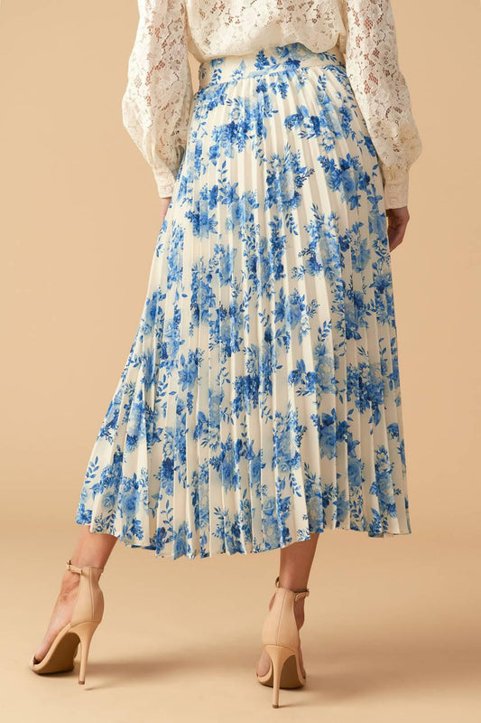 Stars in My Heart Woven Midi Skirt in ivory blue, view 8 — Soul Flow Apparel
