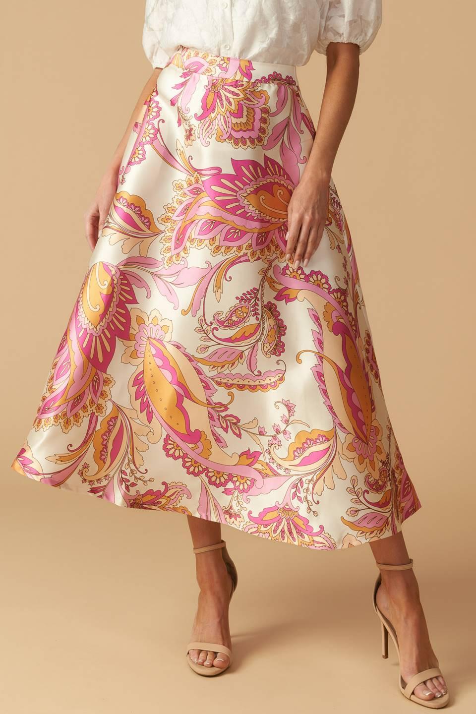 In the Stillness Woven Midi Skirt in ivory pink, view 5 — Soul Flow Apparel