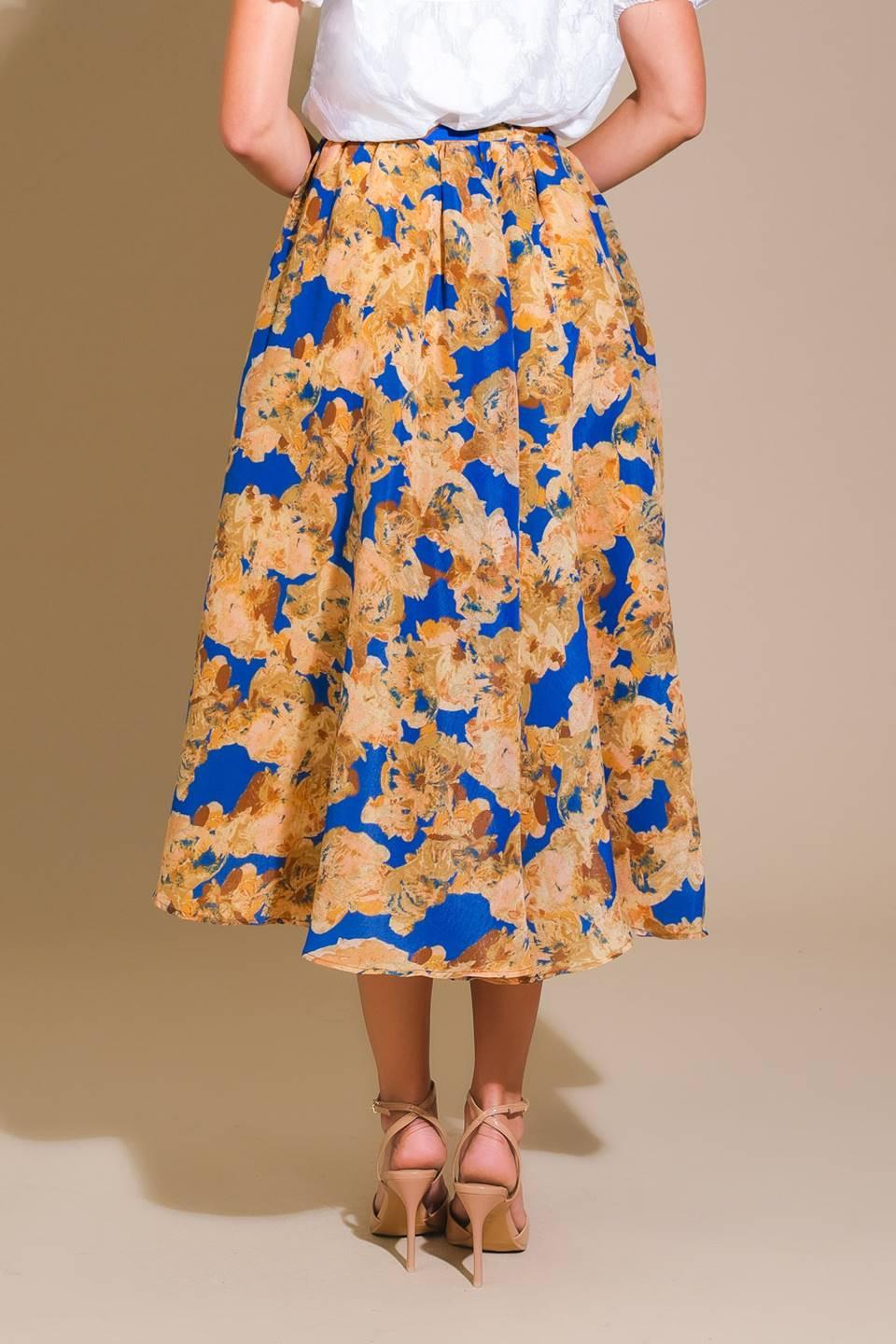 Sweetest Harmonies Woven Full Skirt in blue, view 2 — Soul Flow Apparel
