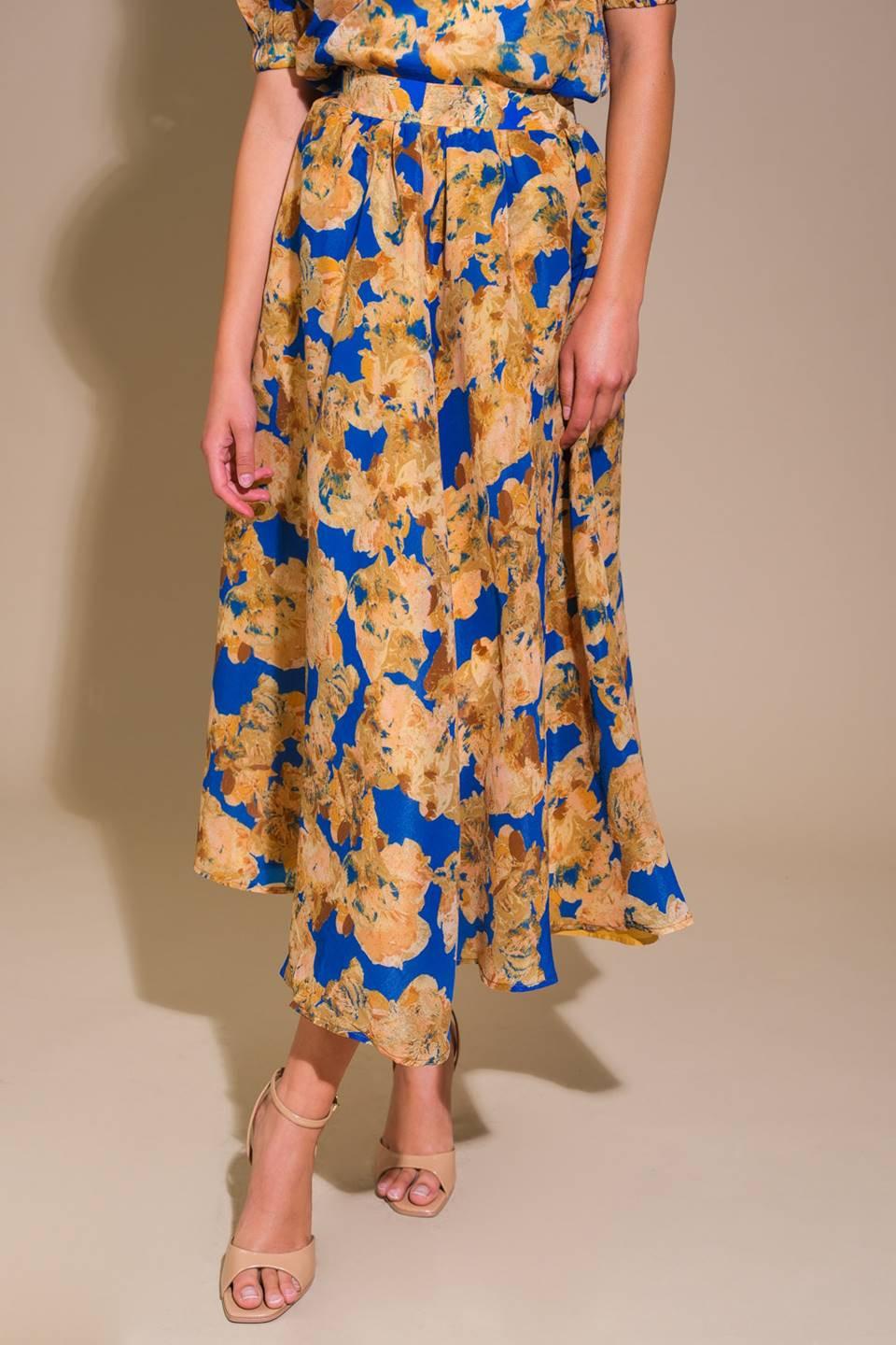 Sweetest Harmonies Woven Full Skirt in blue, view 4 — Soul Flow Apparel
