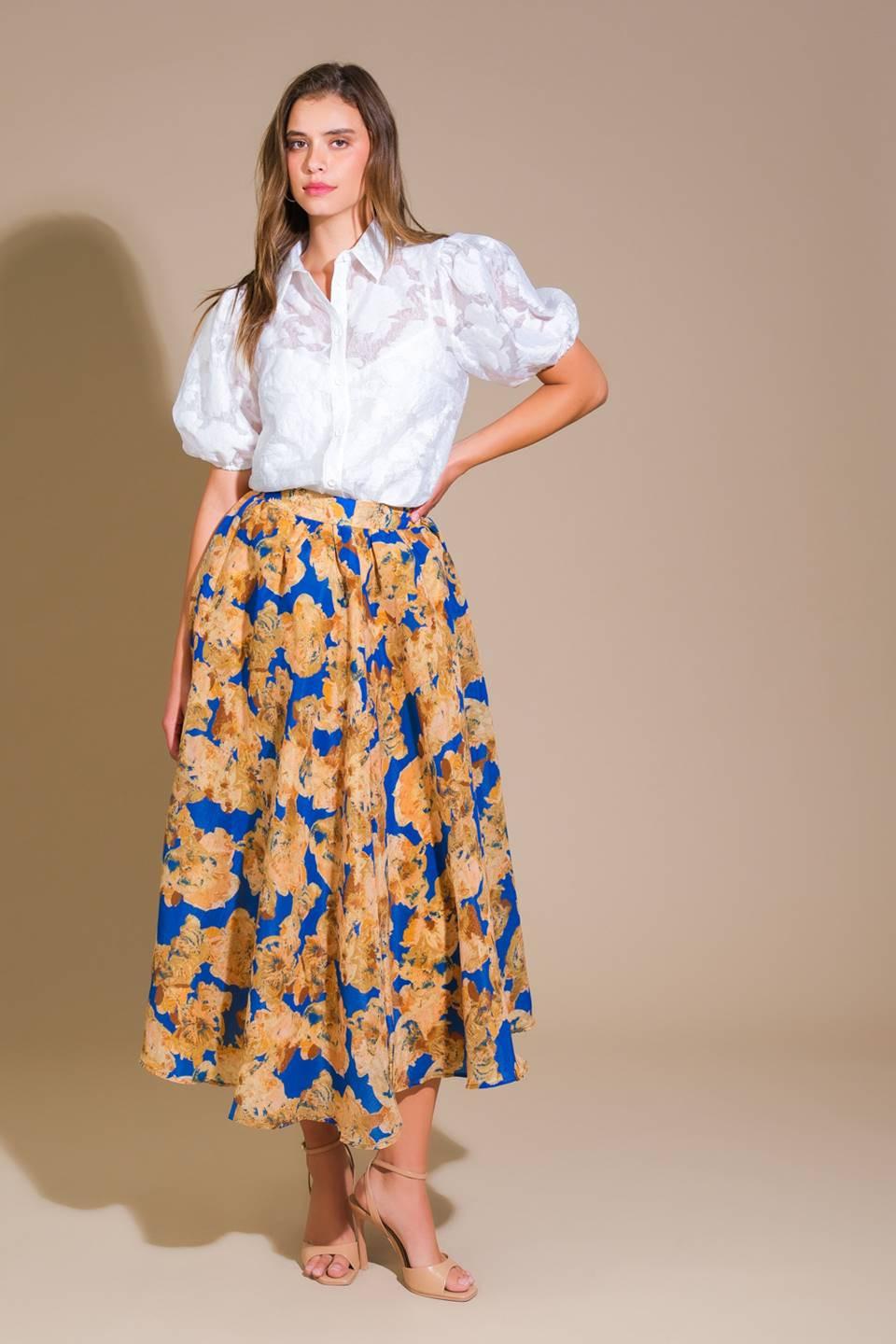 Sweetest Harmonies Woven Full Skirt in blue, view 5 — Soul Flow Apparel