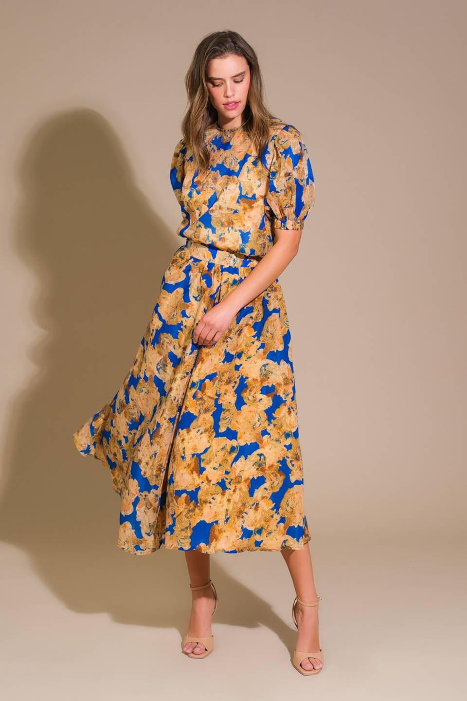 Sweetest Harmonies Woven Full Skirt in blue, view 6 — Soul Flow Apparel